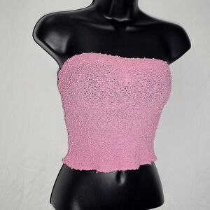 Vintage y2k pink stretchy textured tube top